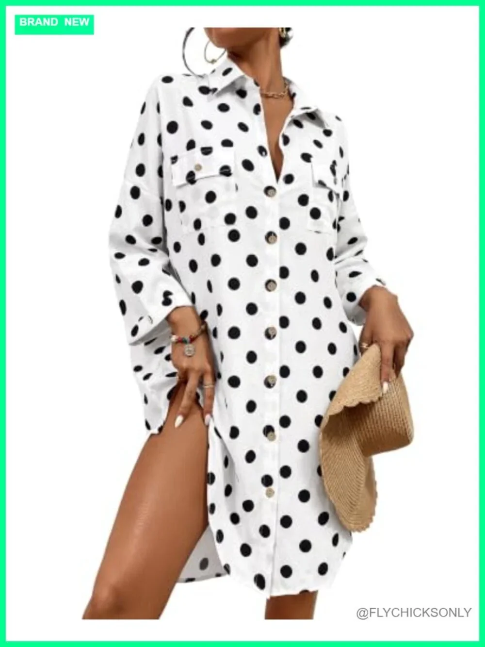 Women's Swim Cover Up Blouse Button Down Shirt Dress, 3/4 Sleeve, Lightweight,